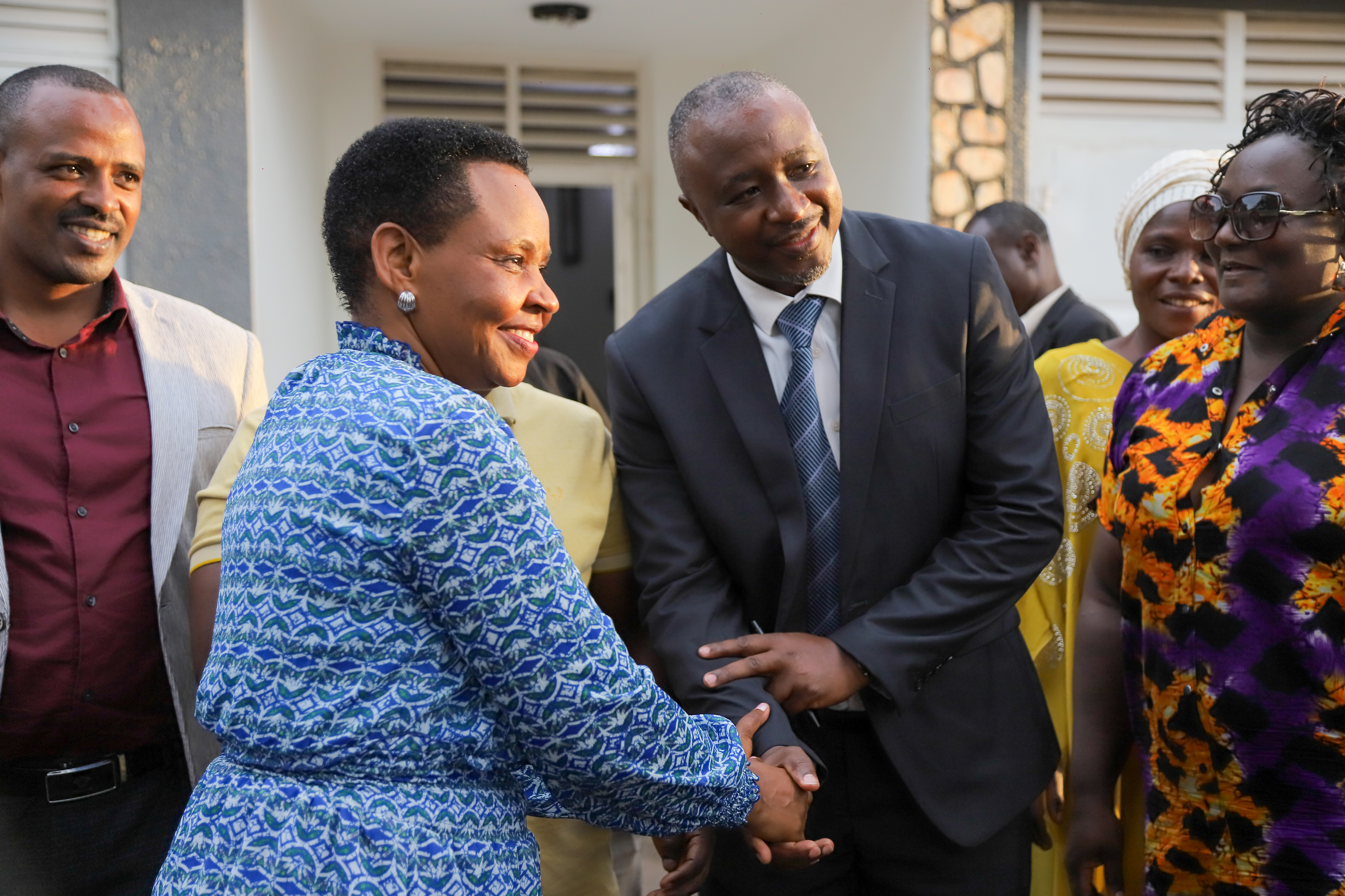 Col. Edith Nakalema shares a light moment with the FUTA Chairperson.